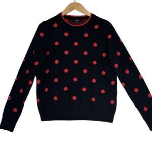 Calligraphie Womens Sweater Sz‎ M Black Polka Dot Viscose Preppy Antrhropologie